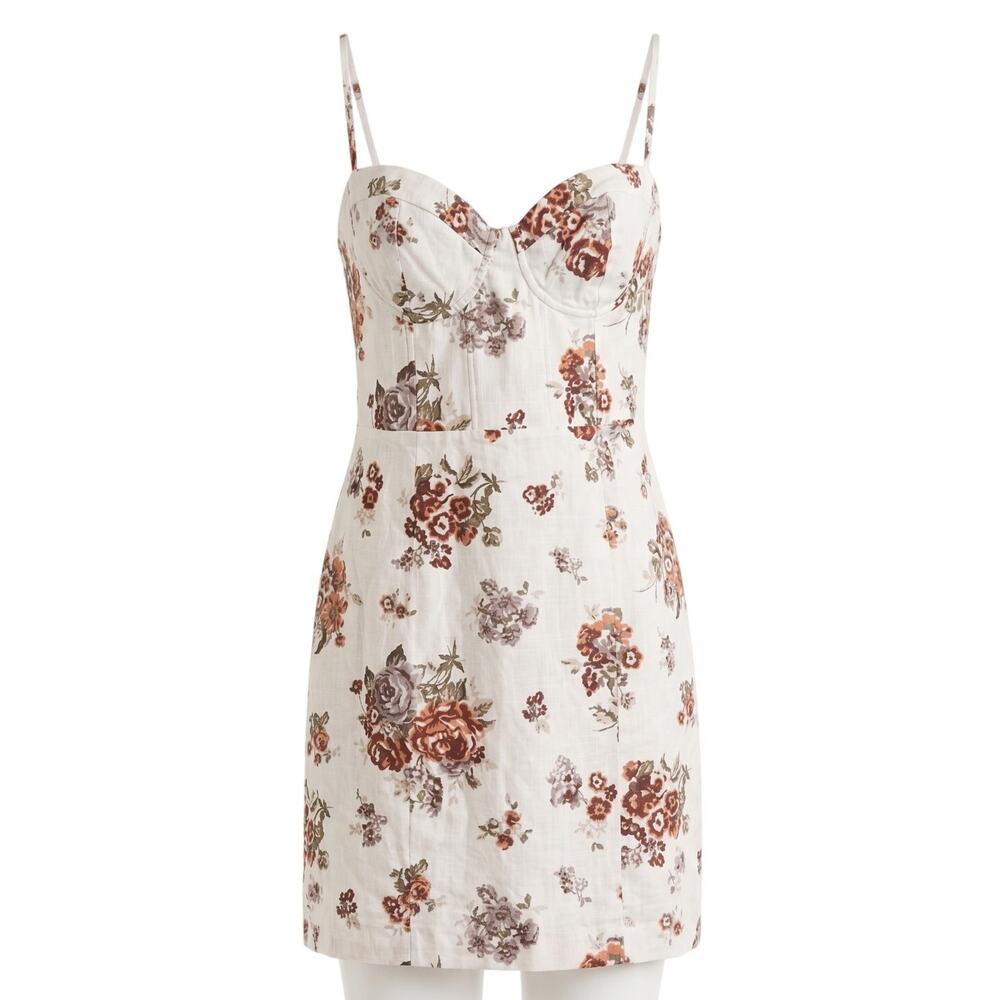 Brock Collection x HM Floral Corset Midi Dress Linen Tencel